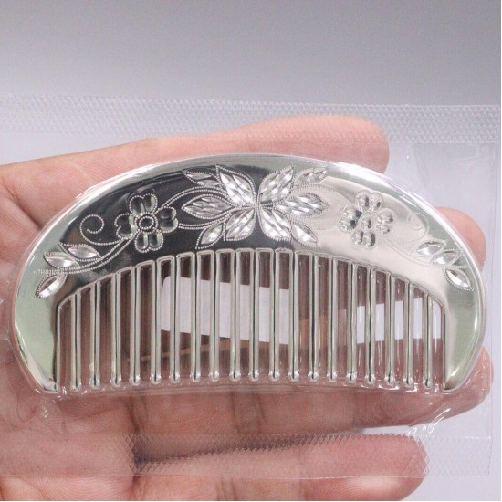 1pcs Pure Silver 999 Hair Comb Real Silver Hair Comb Handle Silver Comb Flower