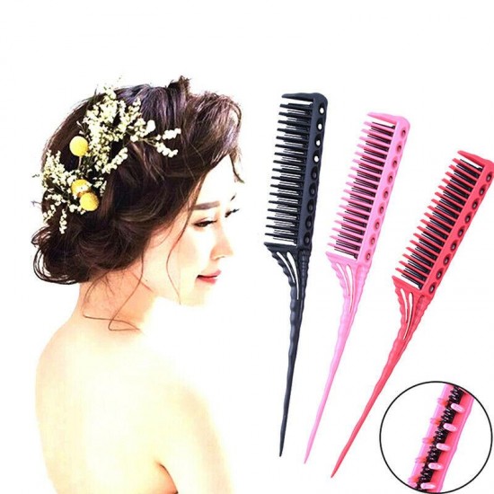 3-Row Teeth Teasing Comb Detangling Brush Comb Back Coming Hairdressing Comb HB
