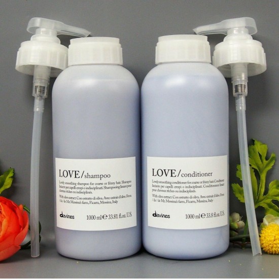 WITH PUMPS Davines LOVE SMOOTHING Shampoo & Conditioner 33.8oz / 1000ml