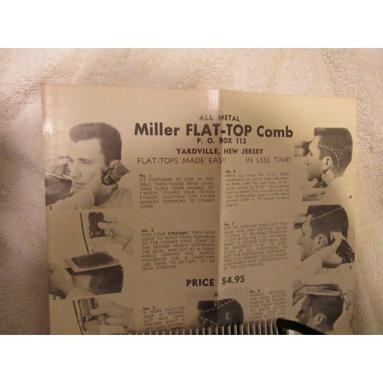 Vintage MILLER FLATTOP COMB. RARE 1950 BARBER TOOL.