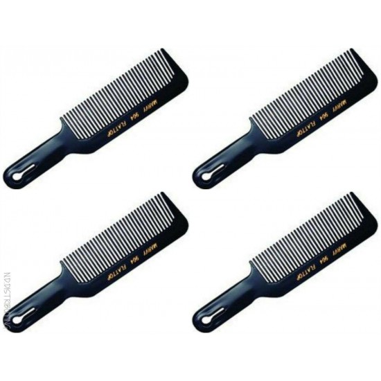 William Marvy #904 Flat Top Combs - FOUR PACK! - Black Flattop Handle Combs NEW