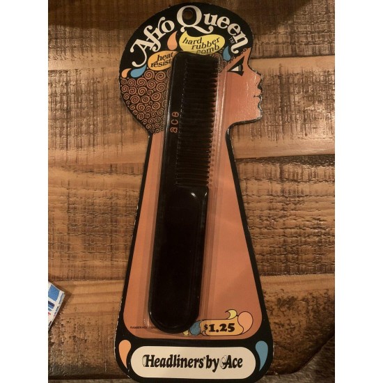 ACE Afro Queen, (Original packaging, New 50 Years Old) genuine hard rubber comb