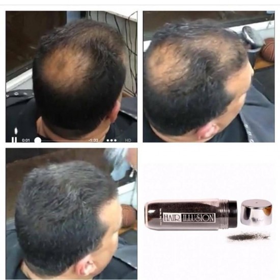 3x HAIR ILLUSION Hair Building Fibers-Unisex Hair Loss Thinning Treatment-BLACK