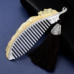 Silver Comb 999 Pure Silver Hair Comb Feather Comb Handmade Gilt For Mother