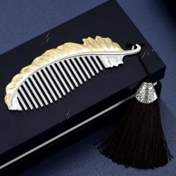 Silver Comb 999 Pure Silver Hair Comb Feather Comb Handmade Gilt For Mother