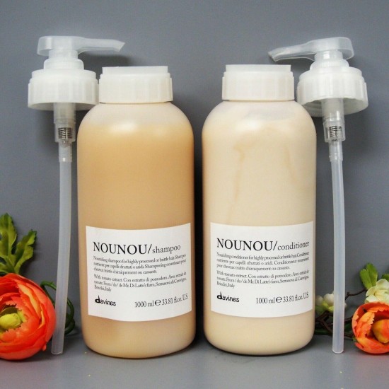 WITH PUMPS Davines NOUNOU Nourishing Shampoo and Conditioner 33.8oz / 1000ml