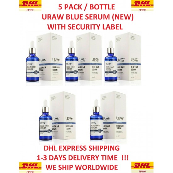 5 x URAW Blue Hair Serum Hair Growth Professional 50 ml (NEW FROM OUR PHARMACY)