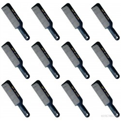 William Marvy #904 Flat Top Combs - One Dozen Black Flattop Handle Combs NEW