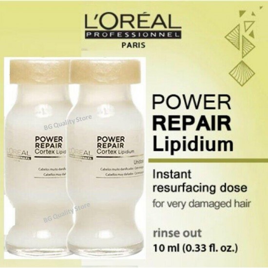 6X 12X LOREAL Power Repair Cortex Lipidium Damaged Hair Treatment Serum 10ml.