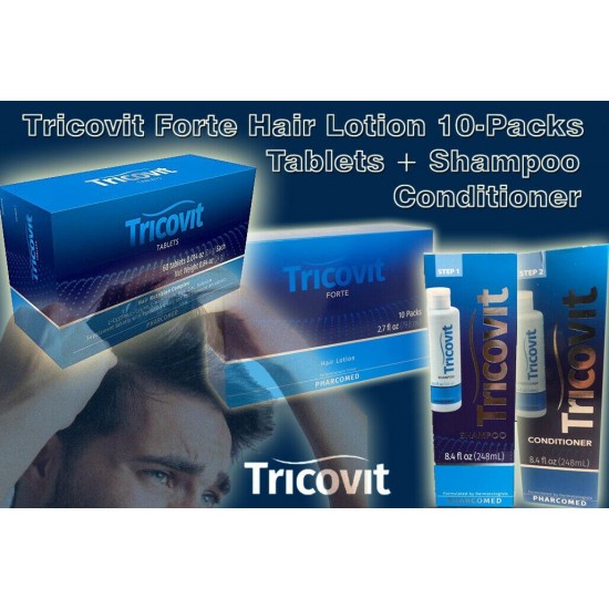 TRICOVIT Forte Hair Lotion Monthly 10-Pack Shampoo + Conditioner + Tablets
