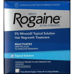 Men's Rogaine, Hair Regrowth Treatment, 3 boxes, 9-month supply, liquid, new