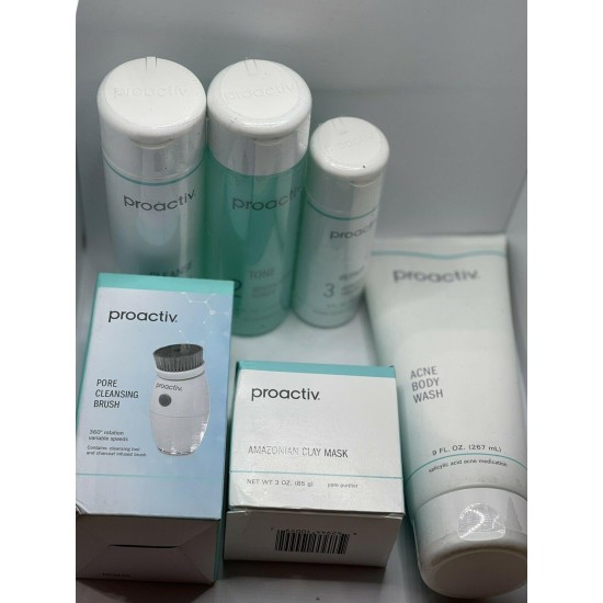 Proactiv 5pc 90 day Kit Proactive 3 Step System + Acne Body Wash, Amazonian Mask