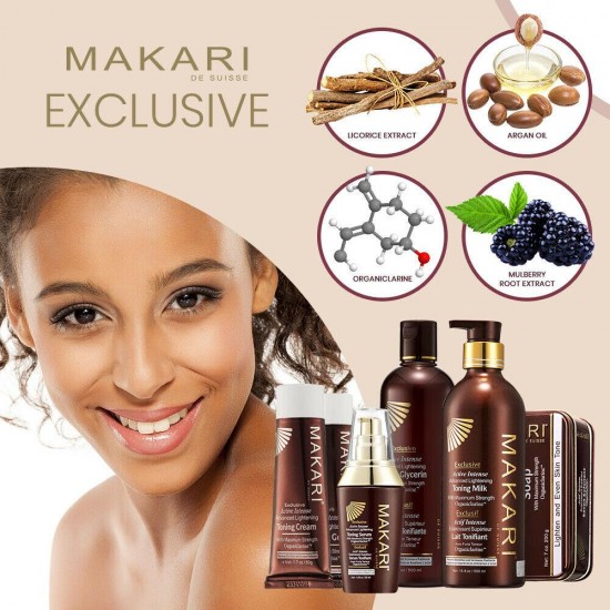 Makari Exclusive Skin Toning 3 PC. GIFT SET – Complete Skin Lightening, Brighten