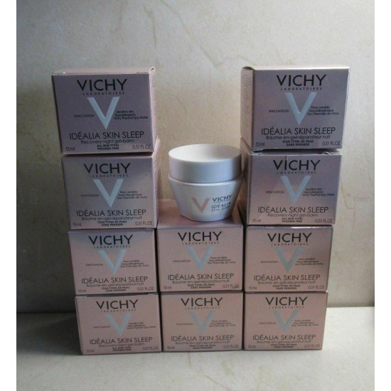 VICHY (LOT OF 50) IDEALIA SKIN SLEEP RECOVERY NIGHT GEL-BALM 0.51 OZ BOXED