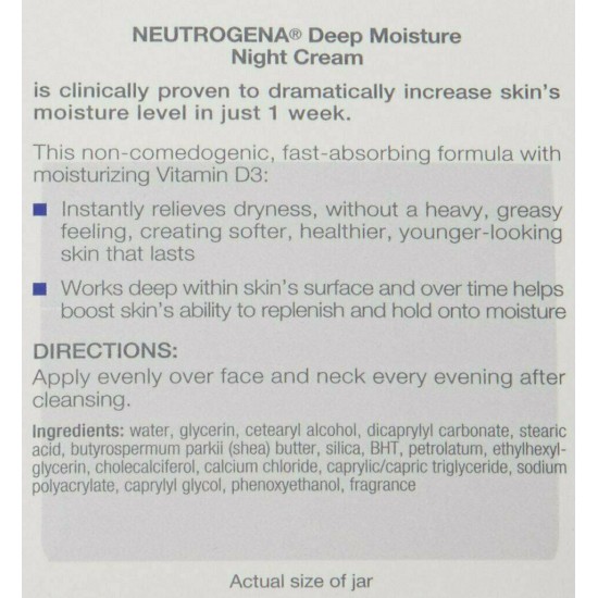 Neutrogena Deep Moisture Night Cream With Glycerin & Vitamin D3, 2.25 oz, 9 Pack