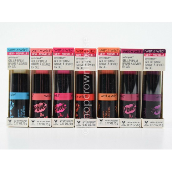 140 Wet n Wild Perfect Pout Gel Lip Balm - KISS TEASE SHOCK PLAY TELL LOVE RULE