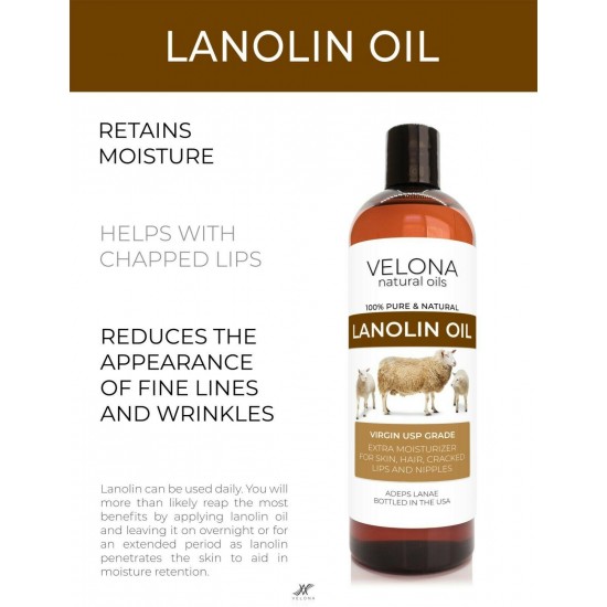 Lanolin Oil USP Grade By Velona 2oz-7lb Refined Cold pressed Skin, Hair, Body