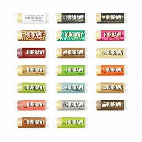 Hurraw! Lip Balms: Staff Favorites, 20 Balm Bundle Pack – Organic, Certified Veg