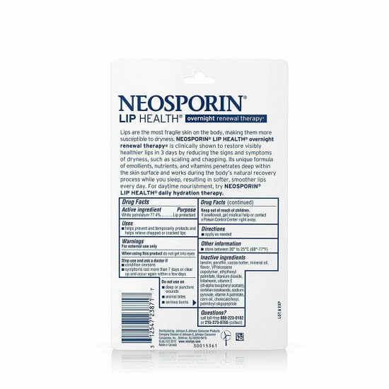 Neosporin White Petrolatum Lip Protectant Overnight Therapy 0.27oz Pack of 36