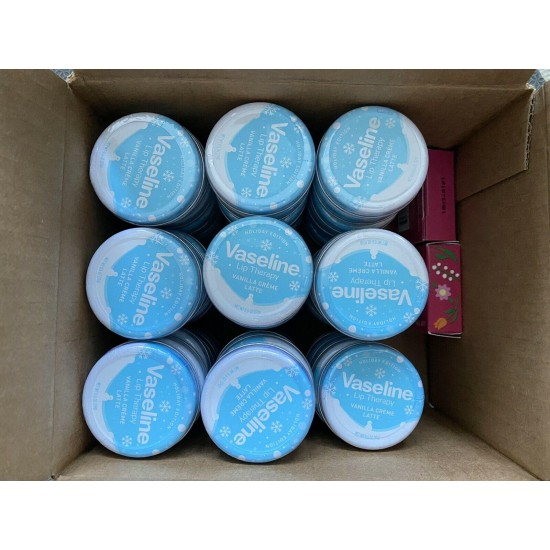 55 Vaseline Vanilla Creme Latte & Rosy Lip Therapy Tin 0.6 oz Moisture lip balm