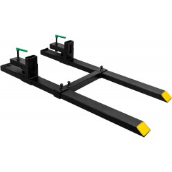 Clamp on Pallet Forks with Adjustable Stabilizer Bar 60 1500lbs Max, Heavy Duty Pallet Forks Clamp On for Tractor Bucket