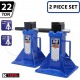 HD61222 22 Ton Automotive Jack Stands for Garages, Repair Shops, and DIY, Pin Style, V Shaped Saddle, Heavy Duty Steel Frame, Adjustable Height 11.825- 19.725, Black/Blue, Pair