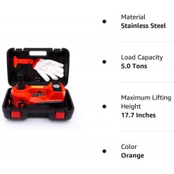 Car Jack Hydraulic Jack – 5 Ton Electric Car Jack Stand Three in One Car Jack Kit for Sedans SUV Car Lift Floor Jack for Tire Change and Road Emergencies with Integrated Tire Pump (Orange)