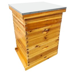 10-Frame Langstroth Beehive Dipped in 100% Beeswax Waxed Beehives for Beginners with Bee Hive Frame and Waxed Foundation(3-Layer)