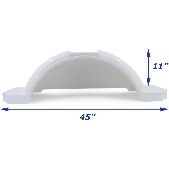 White Plastic Single Axle Boat Trailer Fender with Steps 11 3/8 in x 45 x, 26763
