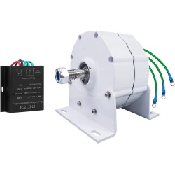 220V Gearless Permanent Magnet Generatorwith Controller, 2500W Low Speed AC Alternator Generators with Base Use for Wind Turbine Water Turbine