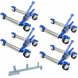 1500 LB 12.5'' Wheel Car Positioning Dolly with Ratcheting Foot Pedal (4 Pack with Stand), Blue