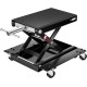 1100 Lbs Steel Wide Deck Motorcycle Lift ATV Scissor Lift Jack with Dolly and Hand Crank Bikes Garage Repair Hoist Stand Black