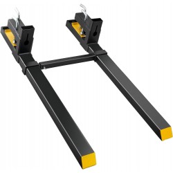 Pallet Forks, 4000 lbs Clamp on Pallet Forks, 60 Heavy Duty Pallet Forks with Adjustable Stabilizer Bar, Tractor Bucket Forks for Tractor Attachments, Skid Steer, Loader Bucket