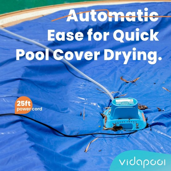 1/2 HP Pool Cover Pump Automatic On Off, 2159 GPH Submersible Sump Pump with 25ft Power Cord for Swimming Pool, Hot Tub, Spas, Basement, Pond