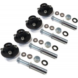 Pack of 4) Trailer Axle Kits with 4 on 4 Bolt Idler Hub & 1 Round BT8 Spindle