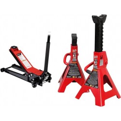 Sunex 6602LP 2 Ton Low Rider Steel Service Jack & BIG RED T43202 Torin Heavy Duty Steel Jack Stands: 3 Ton (6,000 lb) Capacity Car Lifting Stand,1 Pair (Not Suitable for SUV,Truck)