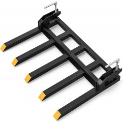 Clamp on Debris Forks to 48 Bucket, Heavy Duty Clamp-On Pallet Fork 2500 lbs Capacity Attachments Fit for Loader Bucket Skidsteer Tractor