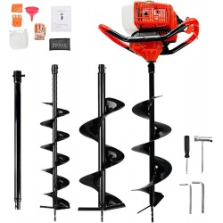Post Hole Digger, 62CC 2 Stroke Auger Post Hole Digger, Gas Powered Earth Digger 2 Auger Drill Bits(3& 6) and Extension Rods for Farm Garden Plant