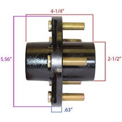 Pair of 5-Bolt On 4-1/2 Inch Hub Assembly (AKSQ-2200545) Includes (2) Square Shaft 1-1/16 Inch Straight Spindles & Bearings