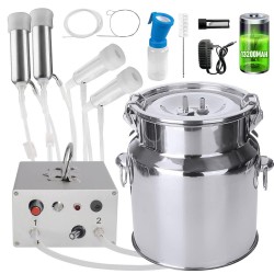 14L cow/goat two-in-one milking machine,portable pulsating vacuum pump,food grade 304 stainless steel milk bucket,bucket lid with check valve,stop when milk is full (13200mAh battery model)