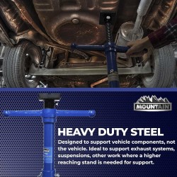 Mountain 52004 2 Ton Automotive Under Hoist Transmission Tripod Stand for Garages, Repair Shops, and DIY, 4,000 lbs. Capacity, Support Range 49-79.75, Heavy Duty Steel, Self Locking Acme Screw, Blue