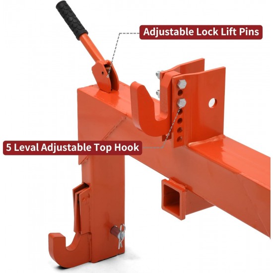 3 Point Quick Hitch, 3000 lbs 3-Pt Attachments with 2 Receiver Hitch Adaptation to Category 1 & 2 Tractor with 5 Level Adjustable Bolt