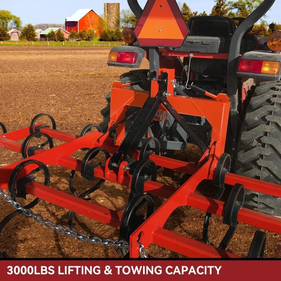 3 Point Quick Hitch, 3000 lbs 3-Pt Attachments with 2 Receiver Hitch Adaptation to Category 1 & 2 Tractor with 5 Level Adjustable Bolt