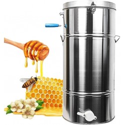 2 Frame Stainless Steel Honey Extractor, Manual Crank Bee Honey Extractor, Honeycomb Spinner Drum, Beekeeping Equipment for Honey Harvesting