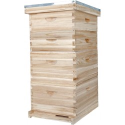 10-Frame Complete Bee Hives and Supplies Starter Kit, Beehives for Beginners with Beehive Frames and Waxed Foundations (2 Deep Bee Boxes & 2 Medium Super Bee Boxes)