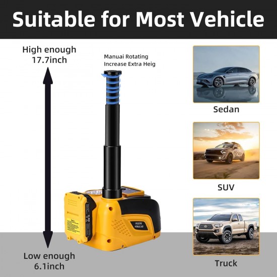 Electric Car Jack 18V 5 Ton Cordless Electric Car Hydraulic Jack with Impact Wrench Battery Powered Portable Tire Change Kit with Cordless Remote Control for SUV Sedans