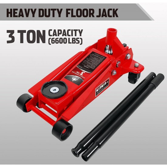 Floor Jack 3 Ton Capacity Fast Lift Service Jack Steel Heavy Duty Hydraulic Car Jack