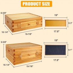 10-Frame Langstroth Beehive, Beeswaxed Coated Bee Hive Starter Kit for Beekeeping Beginners with Beehive Frame and Waxed Foundation (1 Deep Beehive Box & 1 Medium Beehive Box)