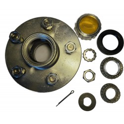 5 Lug Oil Bath H1000 Threaded Hub Kit with Bearings, Seals, Cap, and Hardware for Boat Trailer. Replacment Oil Bath Hub