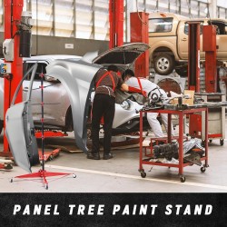 70.87 Panel Tree Paint Stand Panel Holder Adjustable Center Post Hang with 4 Wheels Steel Powder Coated Painting Car Repair Holder Rack for Automotive Doors Bumpers Fenders Hoods